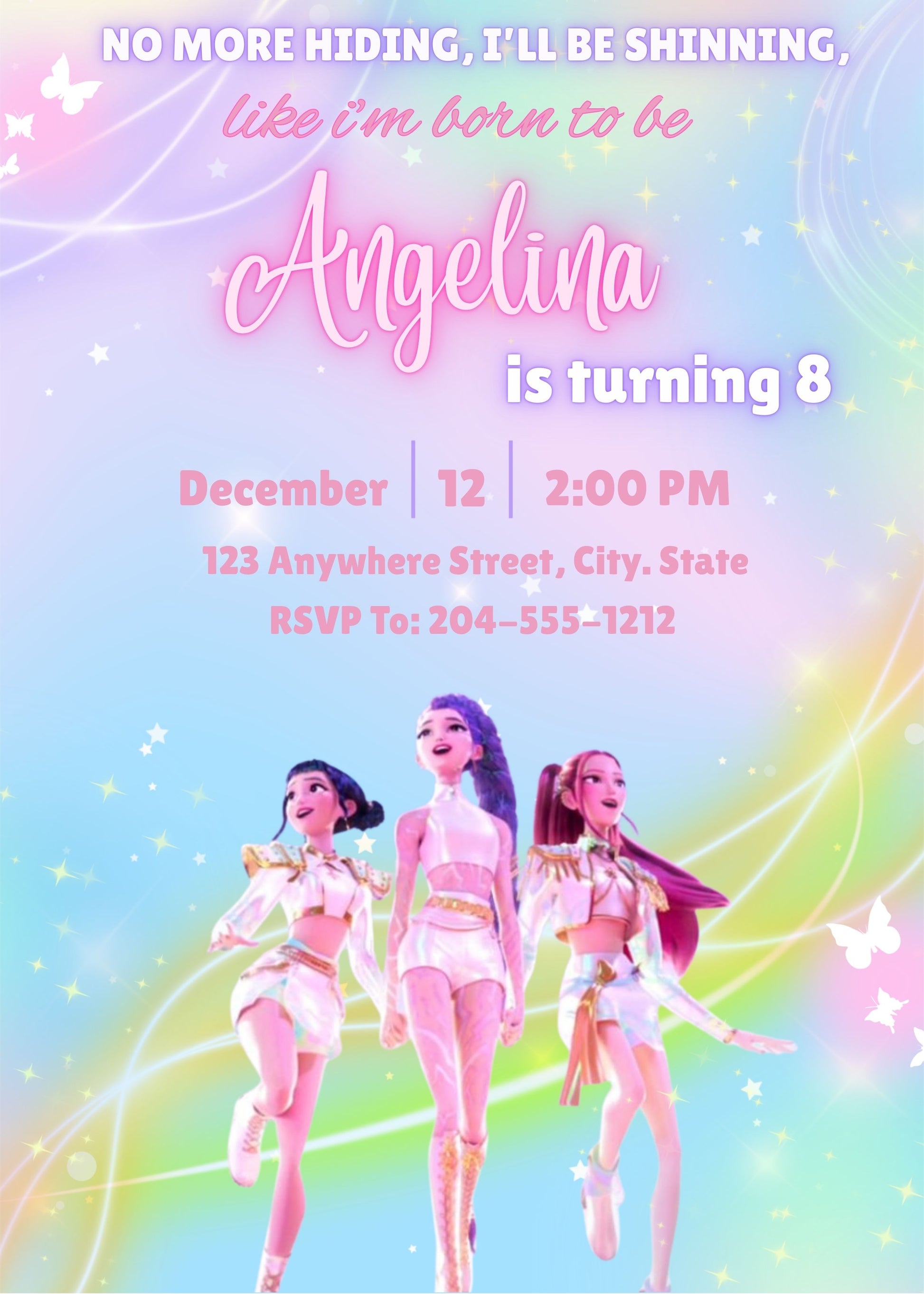 pastel kpop birthday invitation 