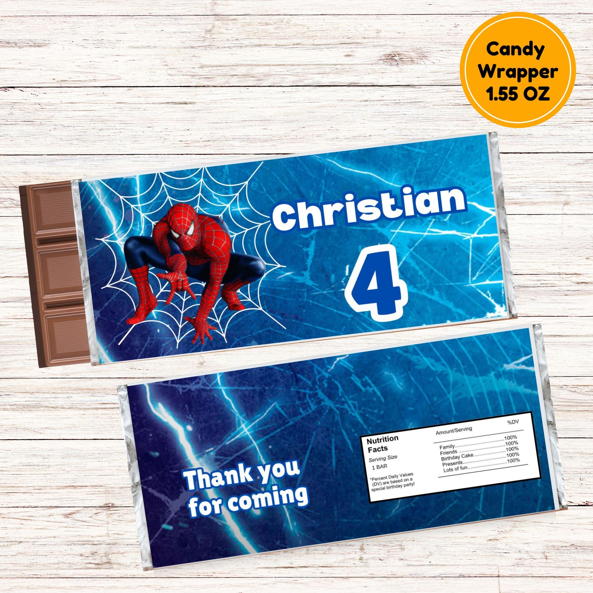 spiderman candy bar wrapper favors 