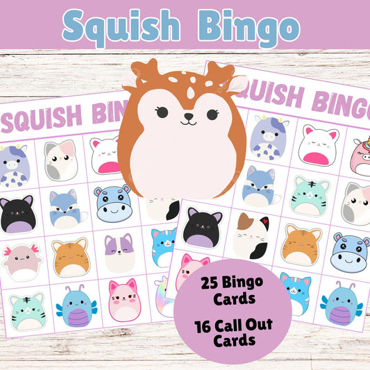 Squishmallow Bingo - Squish Birthday Party Game Online- Printable Squish Bingo