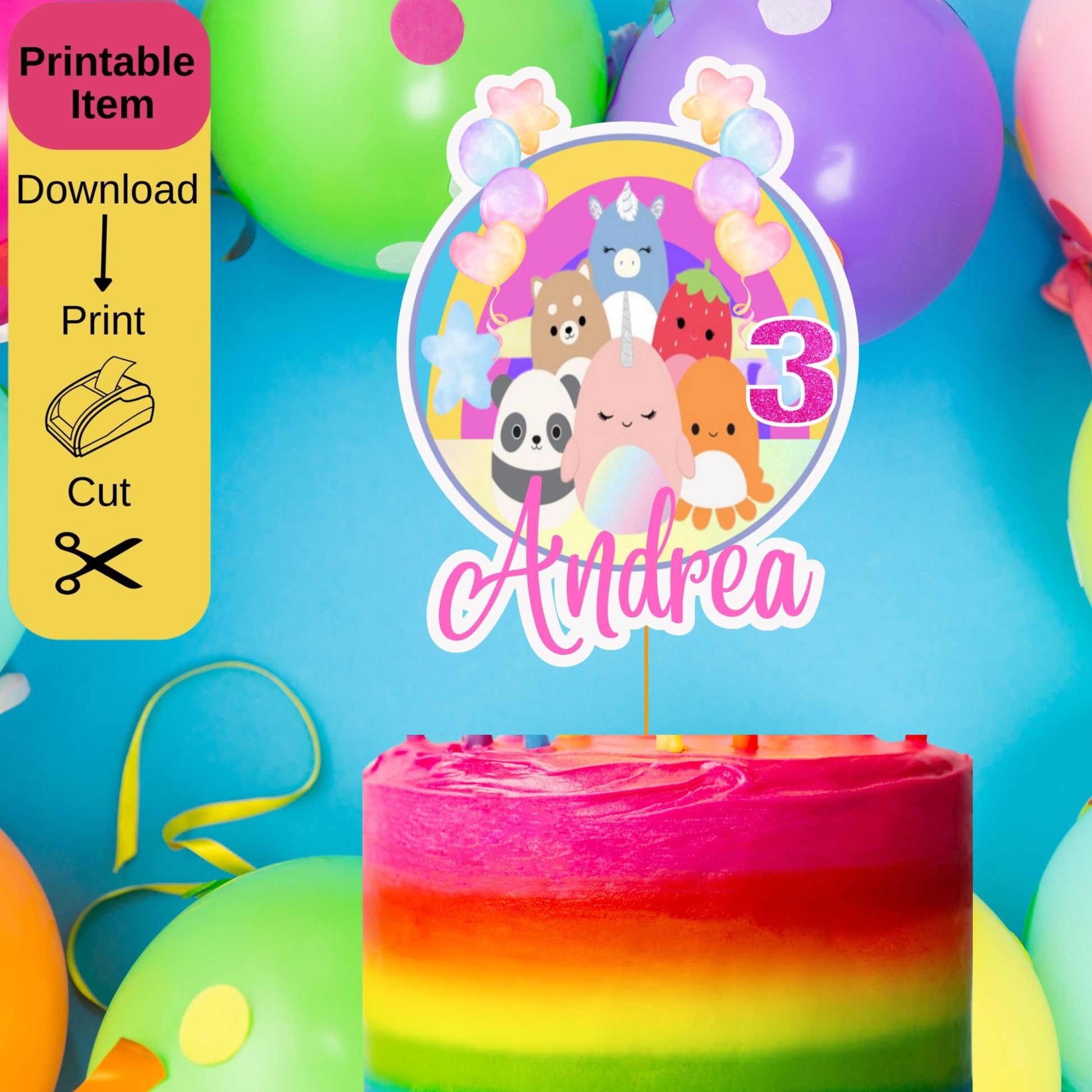 Squishmallow Cake Topper Online - Cute Printable Squishmallow Cake Top ...