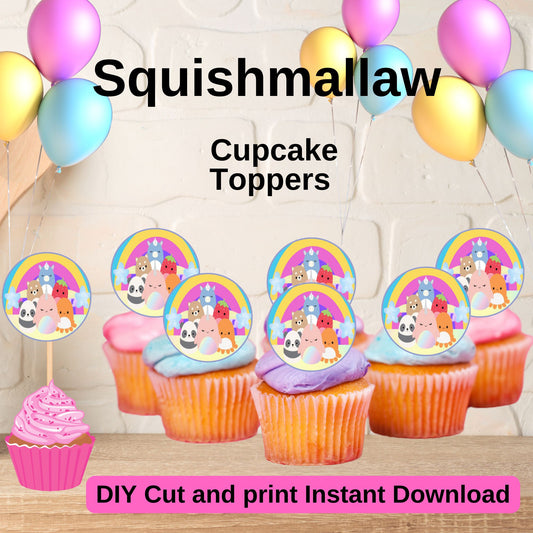 Squishmallow Cupcake Toppers - Printalbe Squishmallow Cupcake Toppers