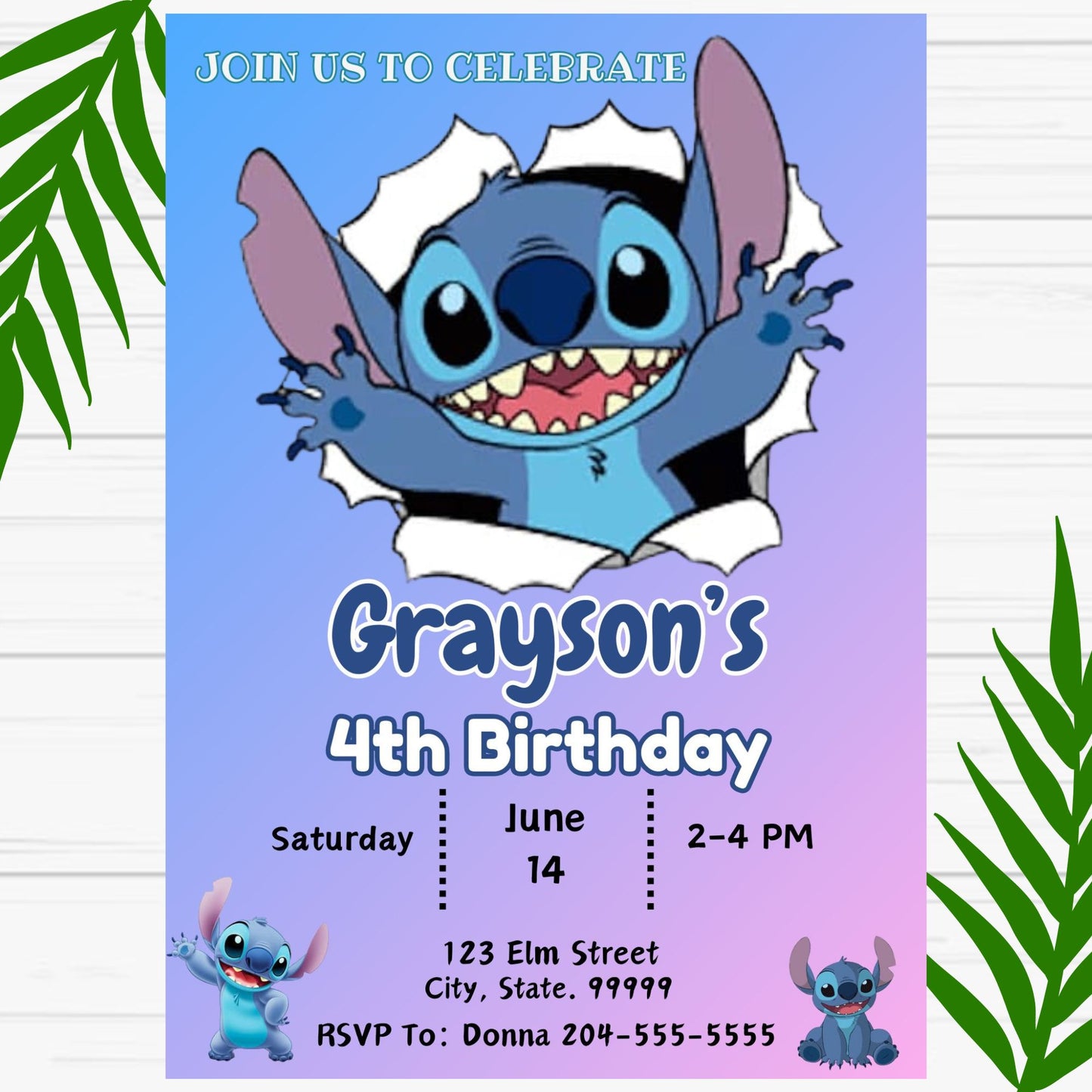 Stitch Birthday Invitation - Lilo and Stitch Invitation