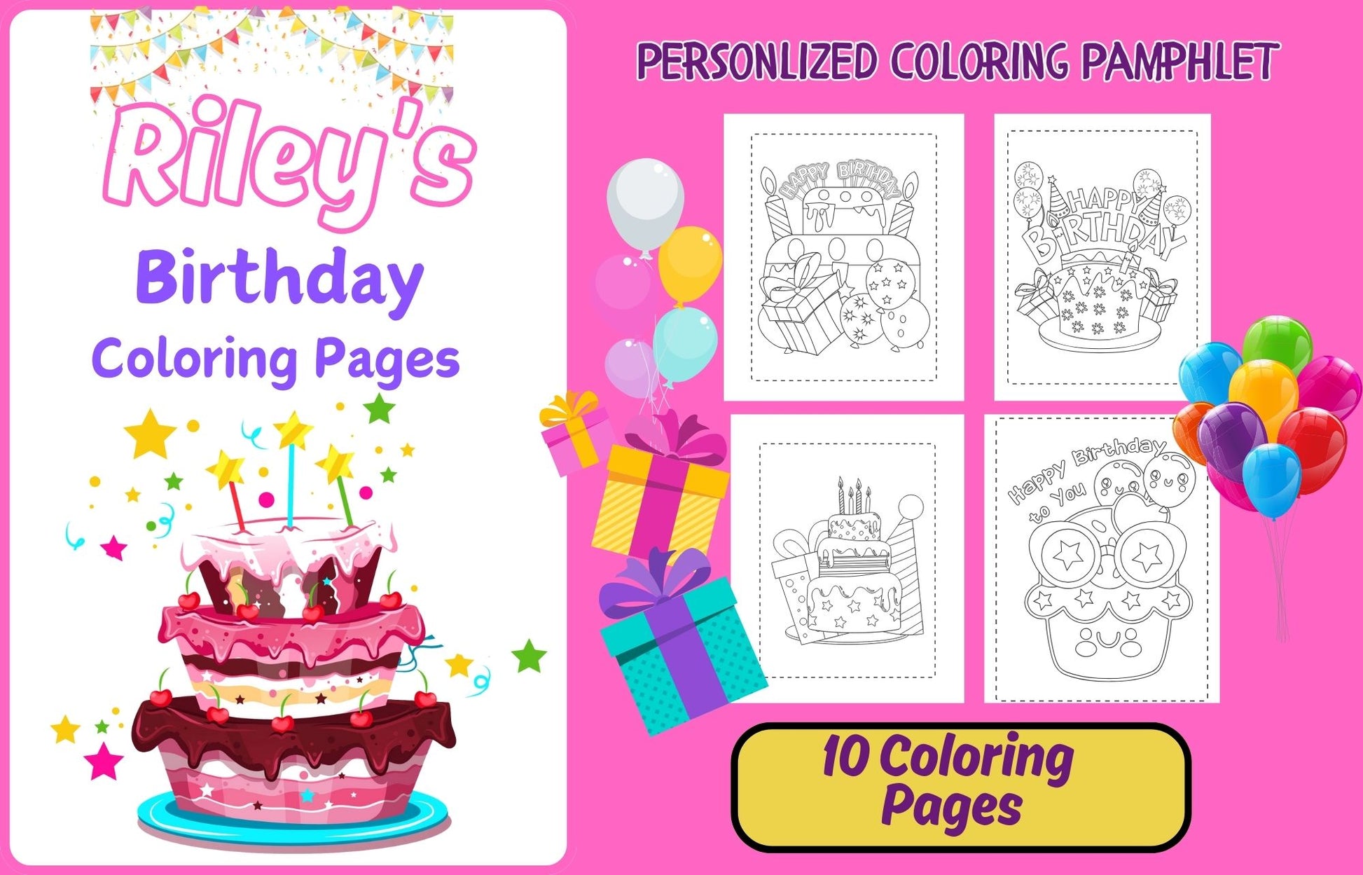 Personalized Birthday Coloring Pamphlet 