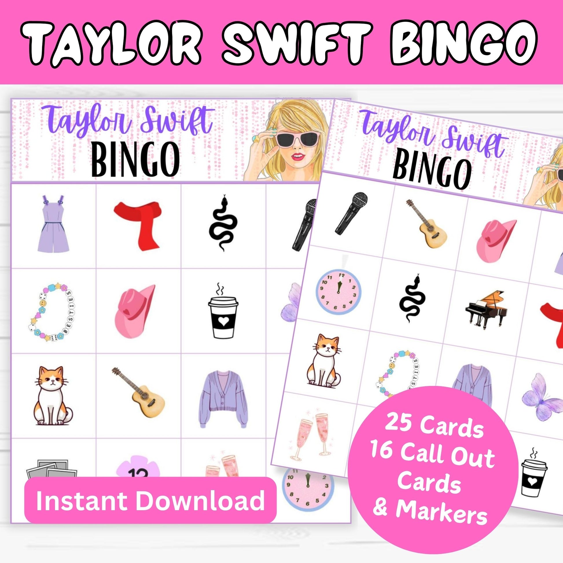 Taylor Swift Music Bingo | Swiftie Party Game | Printable Digital Download