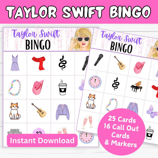 Taylor Swift Music Bingo | Swiftie Party Game | Printable Digital Download