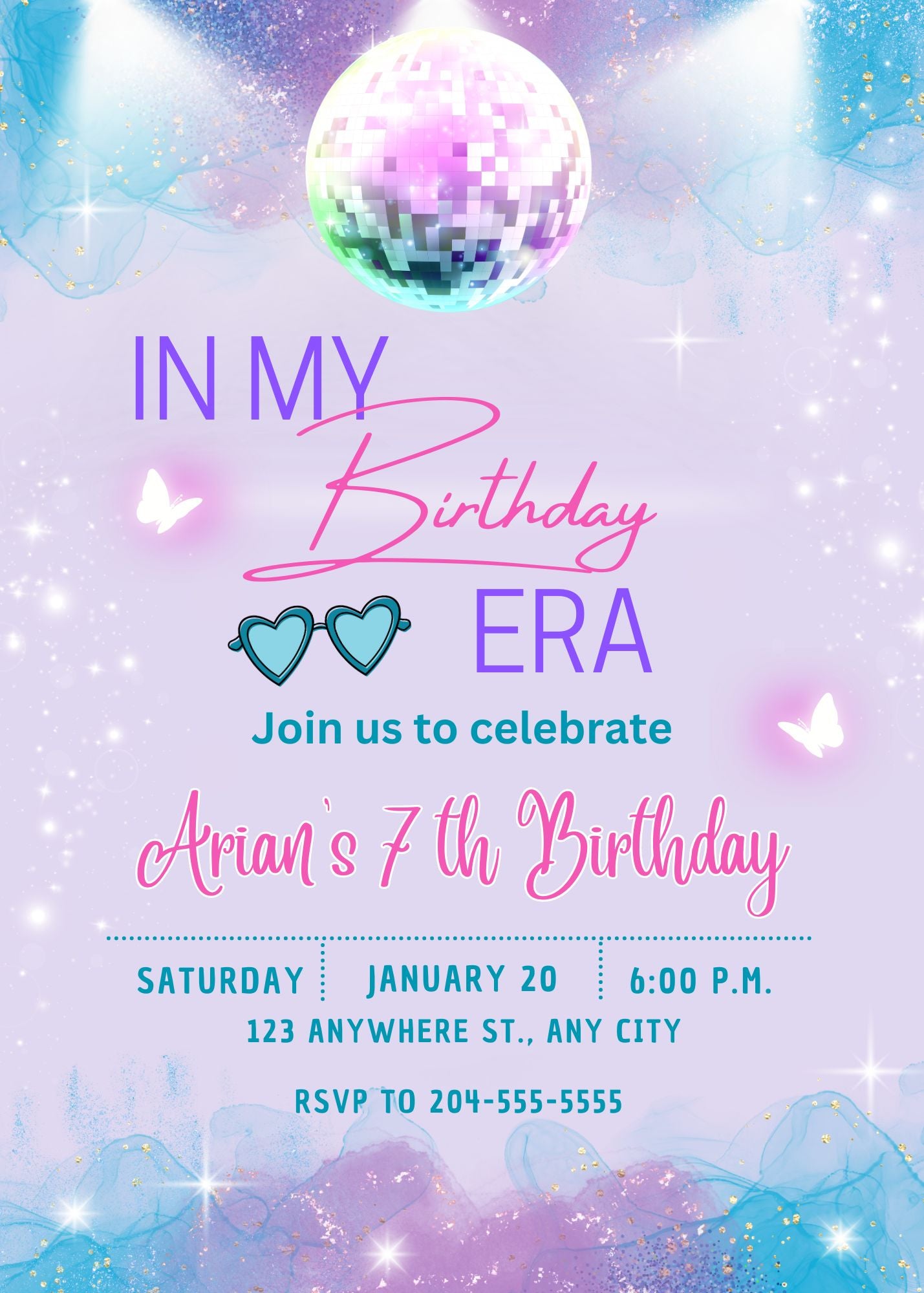 Taylor Swift Personalized Birthday Invitation Printable Girly Girl Tutus