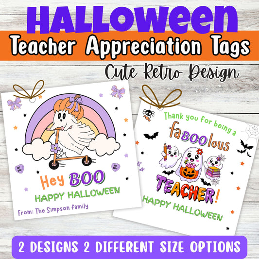 Halloween Teacher Appreciation Gift Tags - Printable Teacher Gift Tag Labels for Halloween
