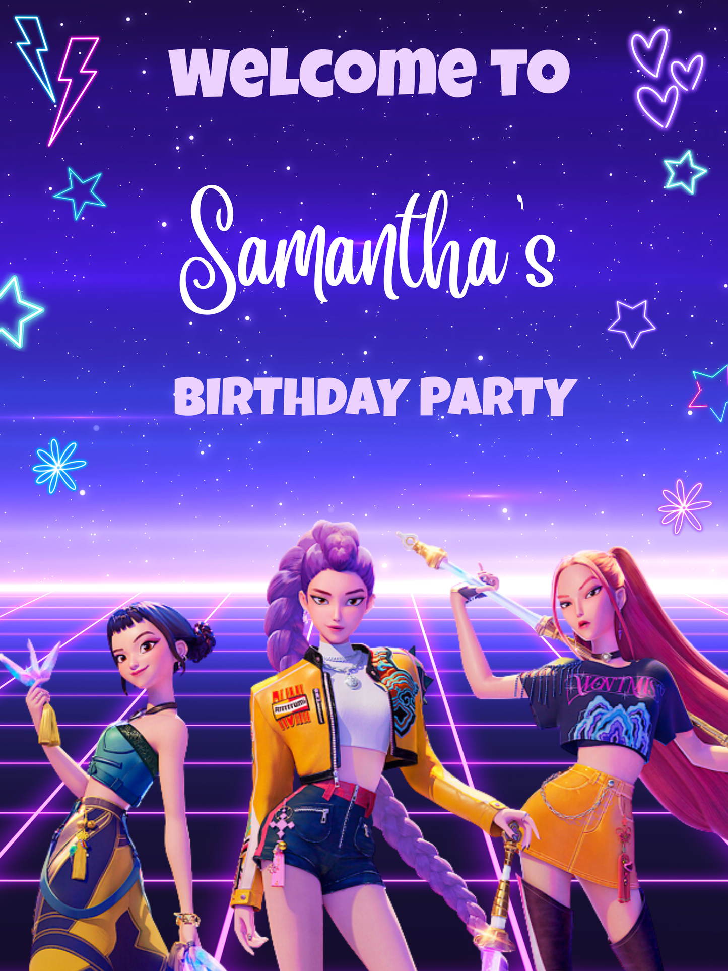 futuristic seoul party decor
k-pop fantasy birthday poster
