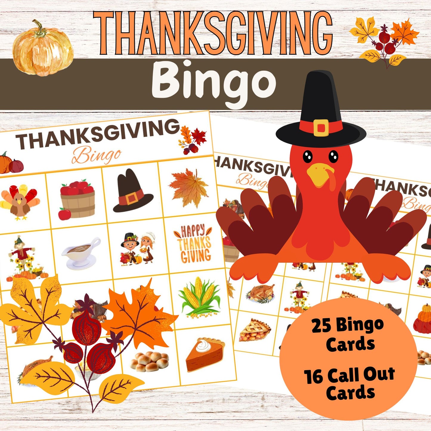 Thanksgiving Bingo - Printable Thanksgiving Bingo Game - Instant Download