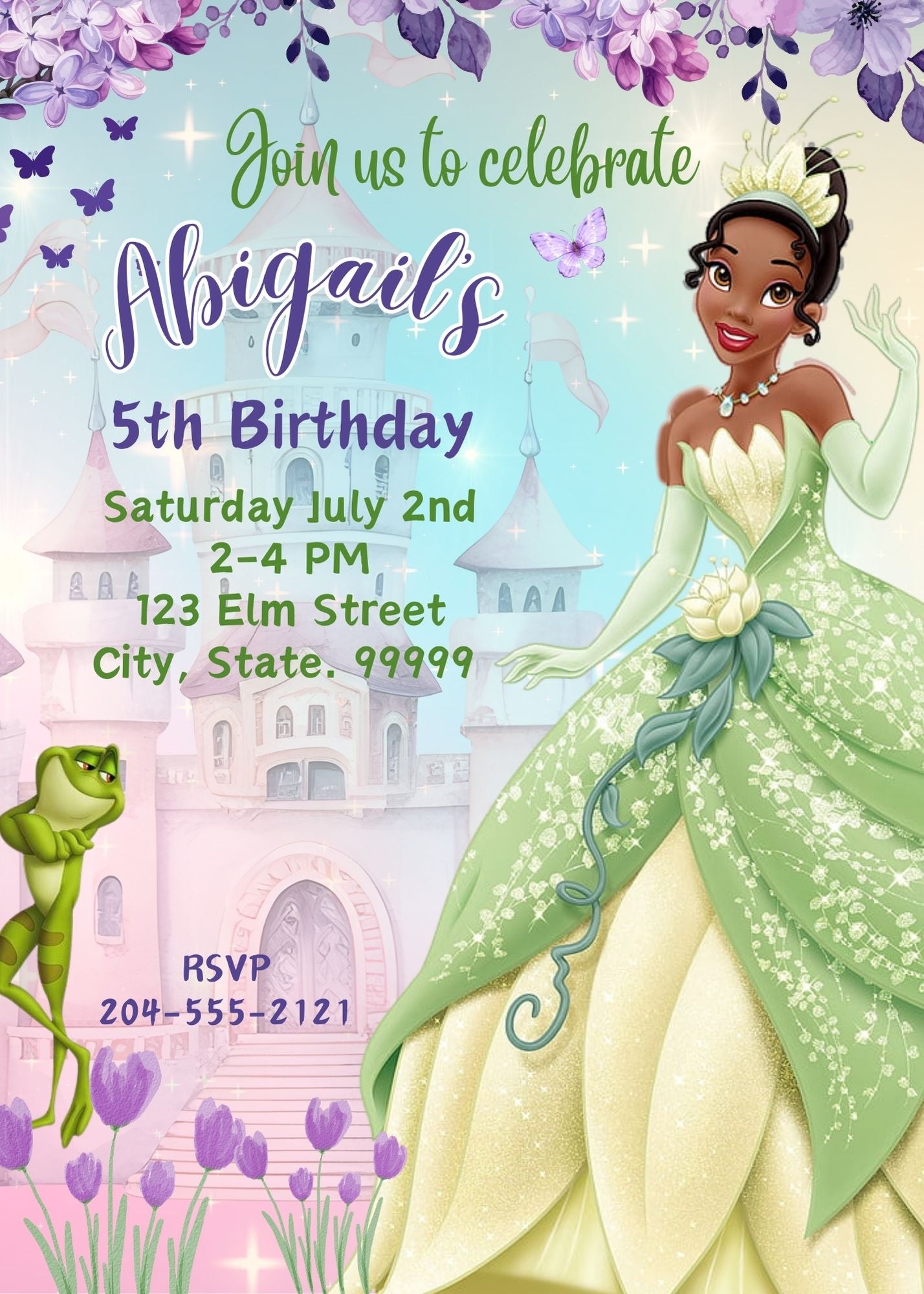 Princess Tiana and the Frog Birthday Invitation - Printable – Girly ...