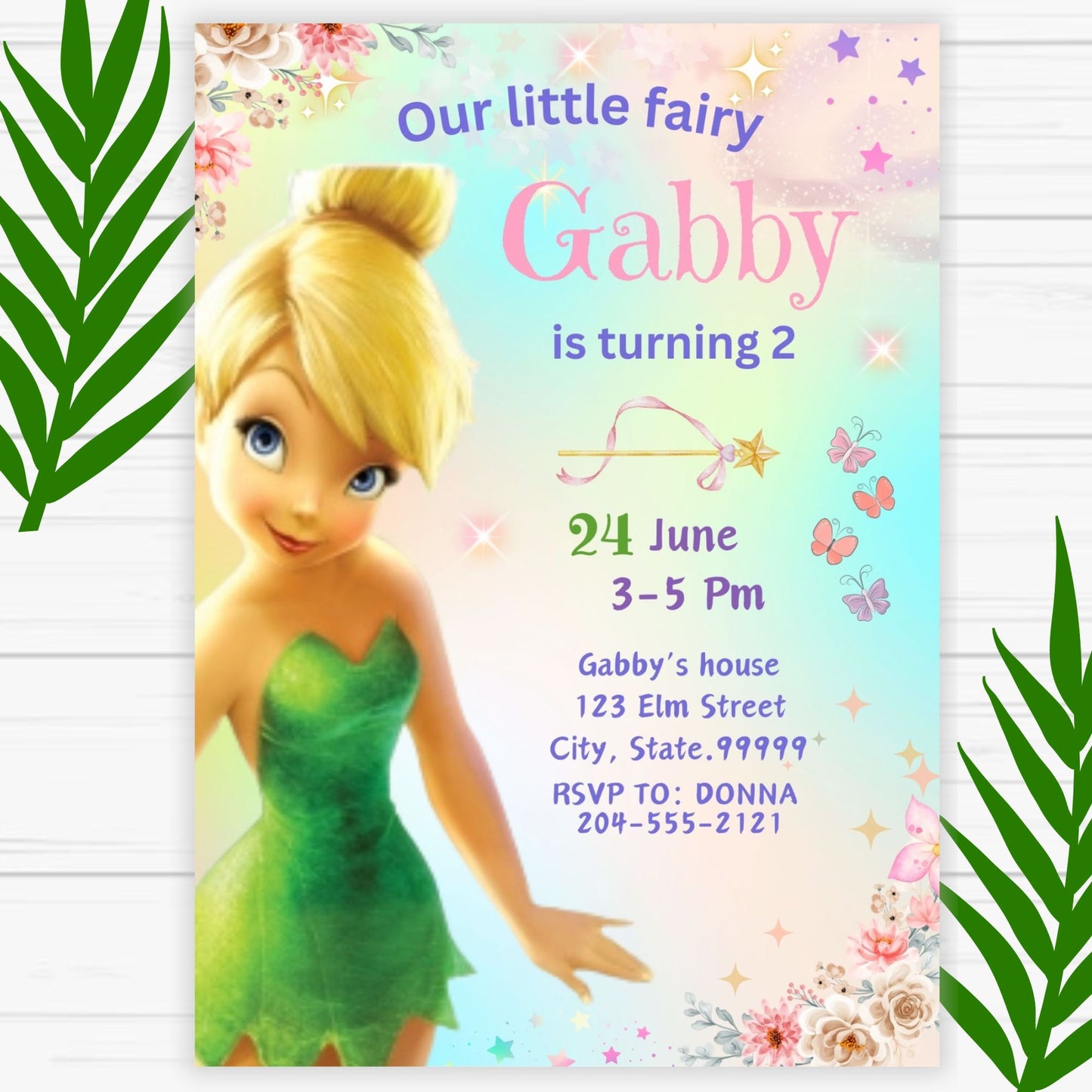 Tinkerbell Birthday Invitations- Fairy Princess Invitation- Printable  Tinkerbell Personalized Birthday Invitation - Tinkerbell Party