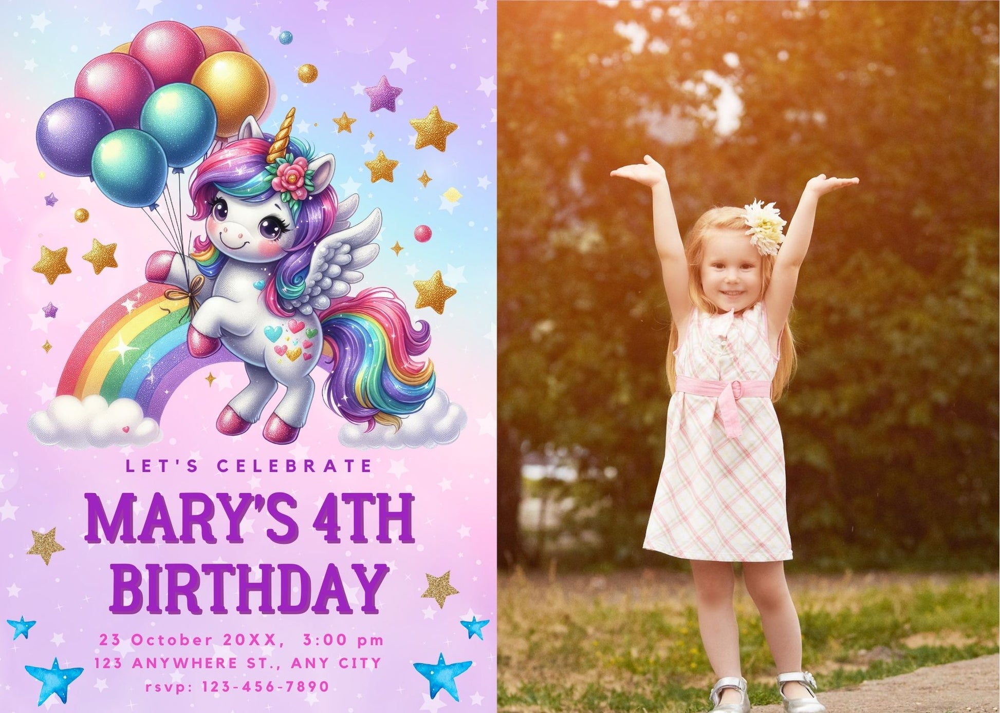 Unicorn Birthday Photo Invitation for Girl- Printable – Girly Girl Tutus unicorn-birthday-photo-invitation-for-girl-printable-girly-girl-tutus
