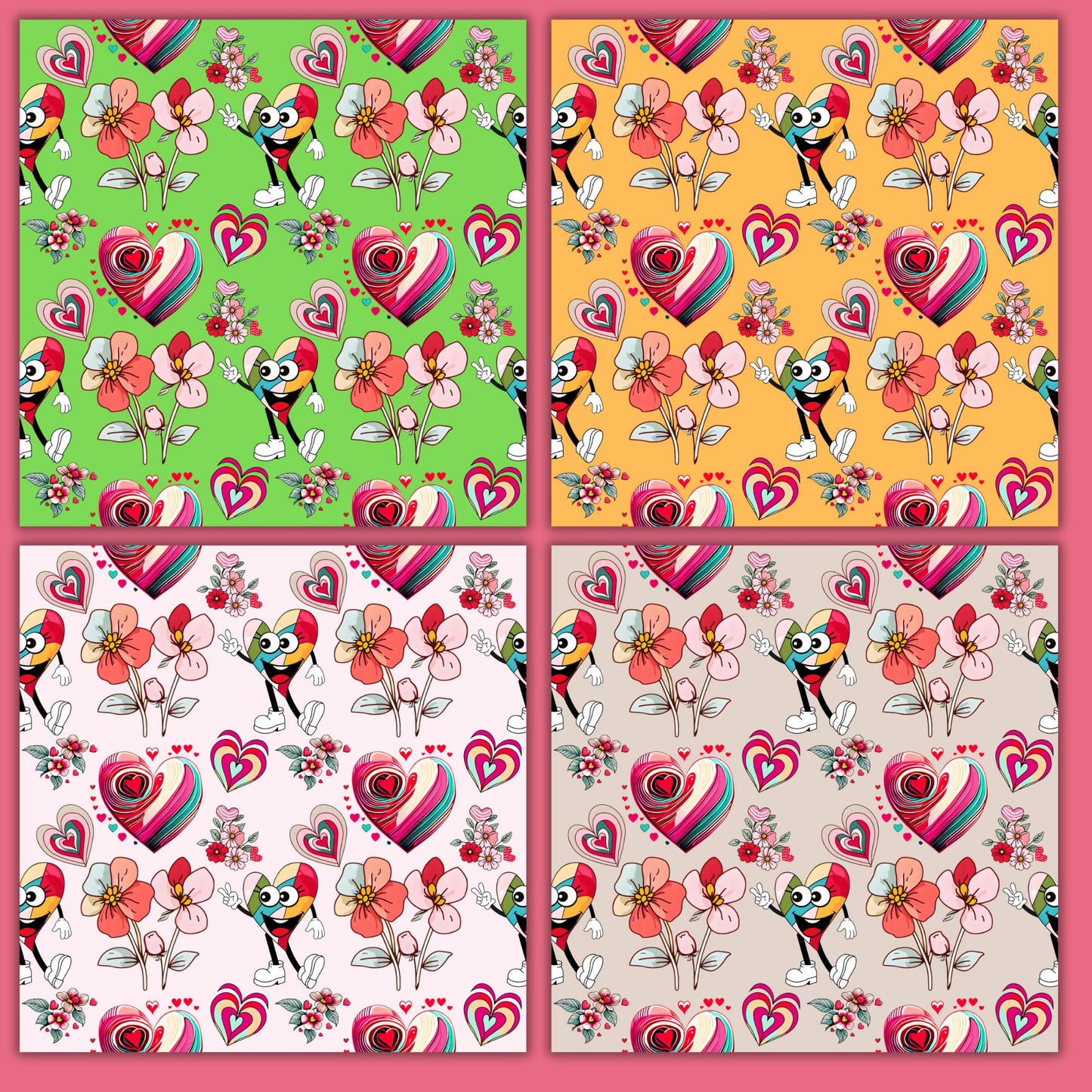 retro groovy valentine's day paper 