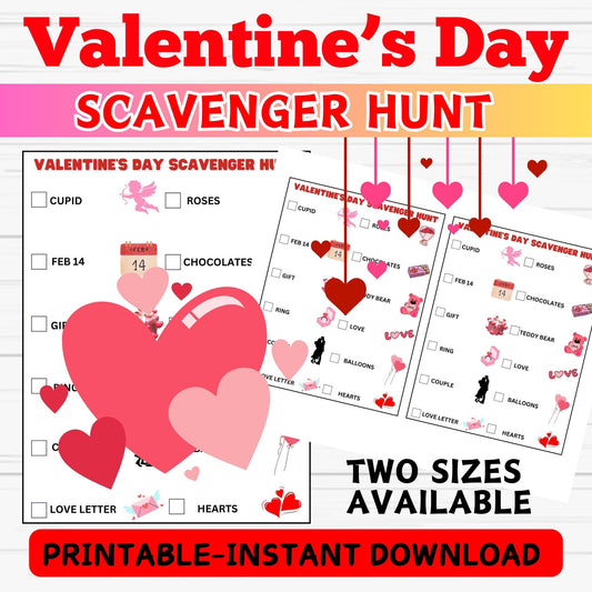 Valentine's Day Scavenger Hunt for Kids - Valentine's Day Games - Printable