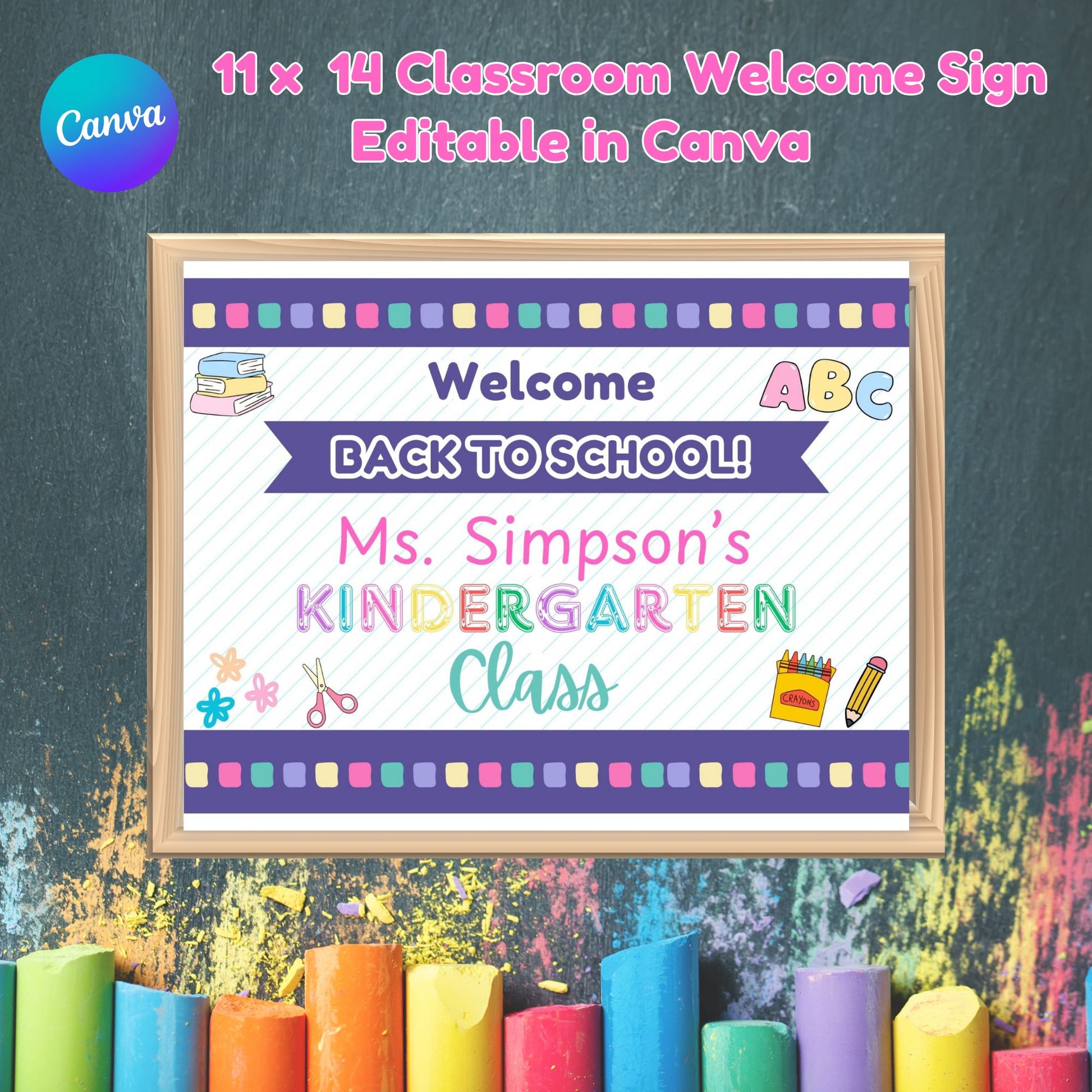 Teacher Welcome Back to School Poster - Editable Teacher Door Sign in Canva