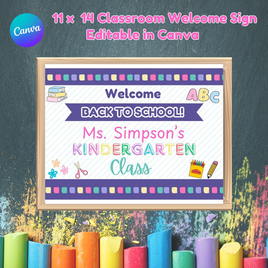 Teacher Welcome Back to School Poster - Editable Teacher Door Sign in Canva