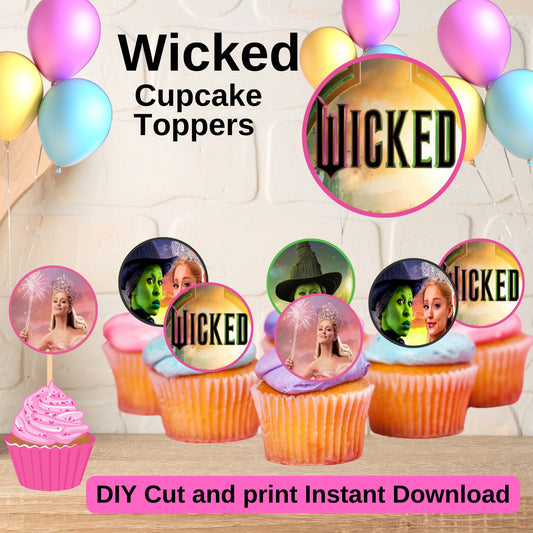 Wicked Cupcake Toppers- Printable Wicked Cupcake Toppers - Instant Download