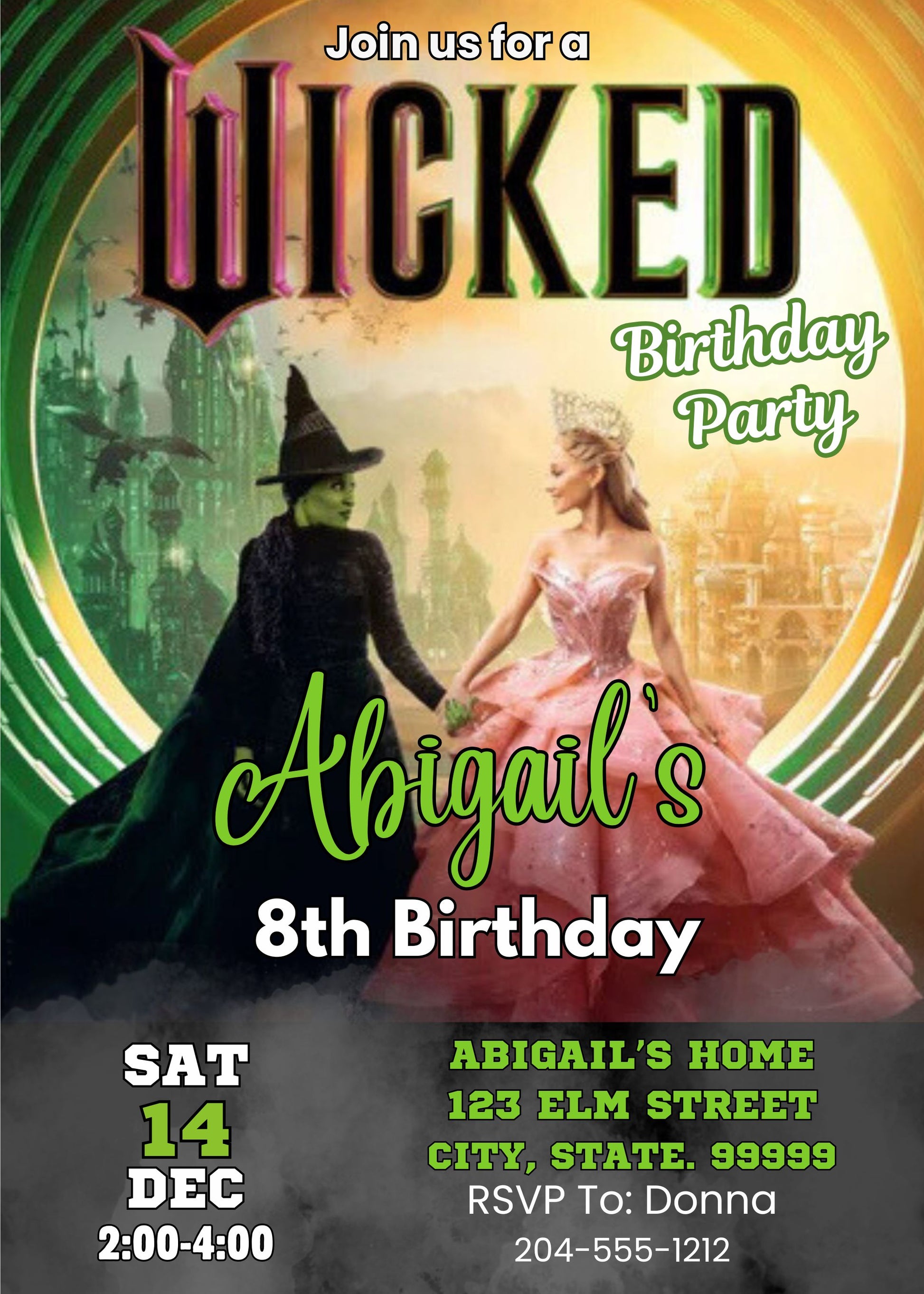 girls wicked birthday invitation template 