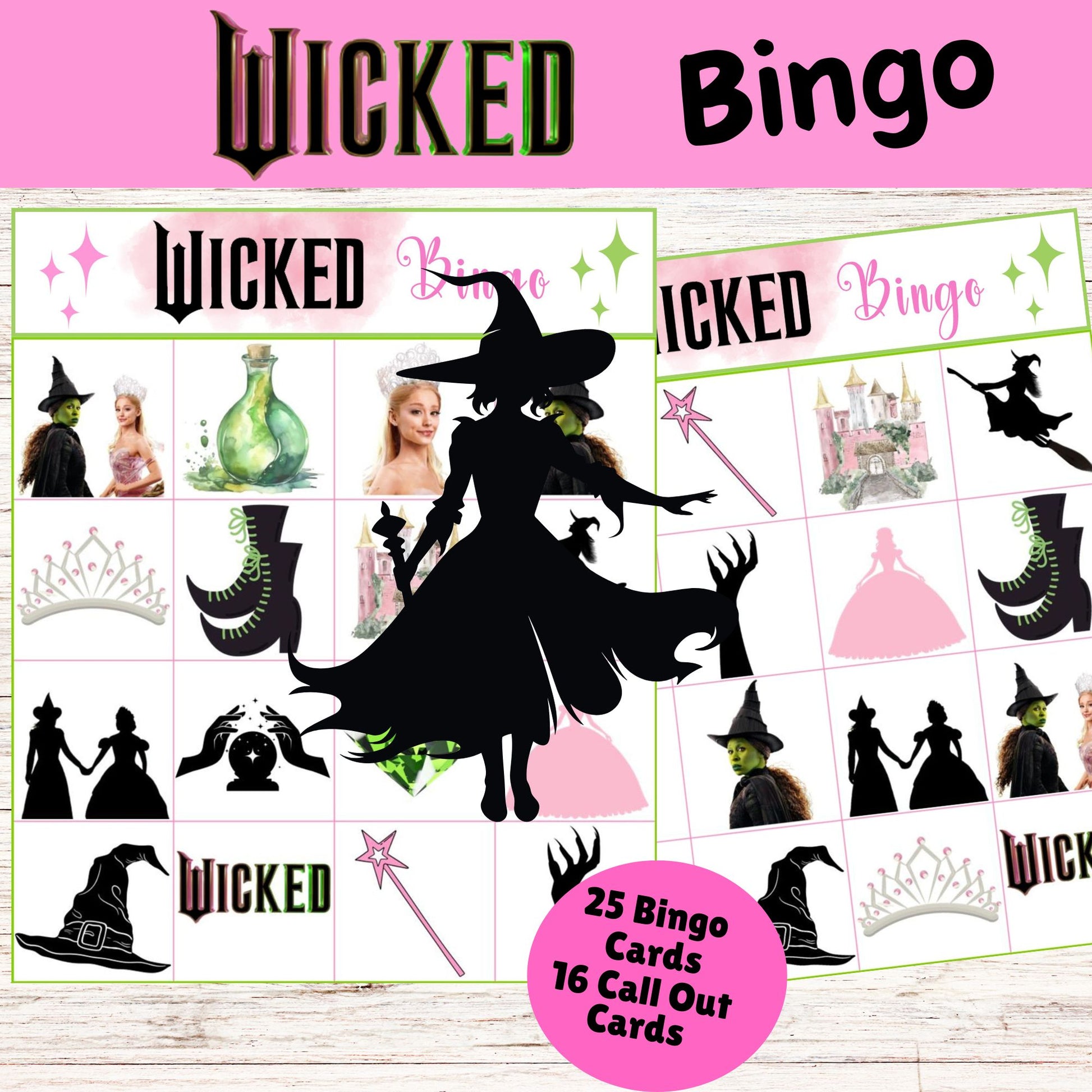 Wicked Movie Bingo | Printable Party Game | Elphaba & Glinda | Movie Night Activity | Musical Theater Birthday | Digital Download