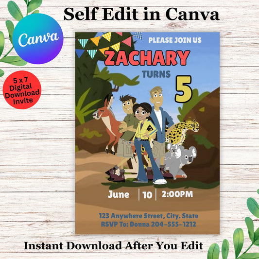 Wild Kratts Birthday Invitation Template - Editable Wild Kratts Birthday Invites in Canva
