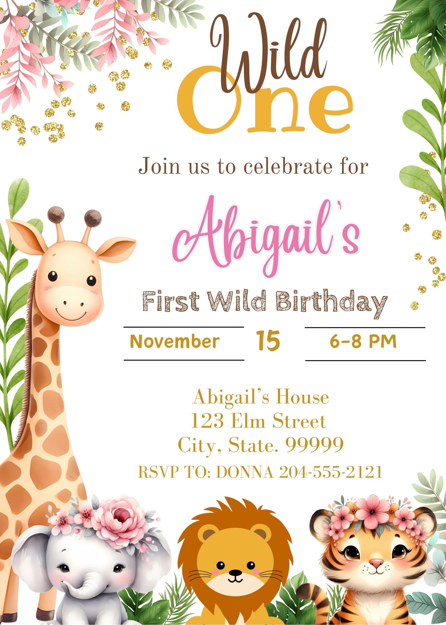 safari wild one birthday girl party 
