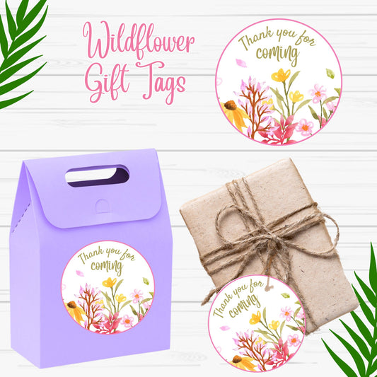 Wildflower Round Party Favor Sticker Labels - Printable Wildflower Labels Online 