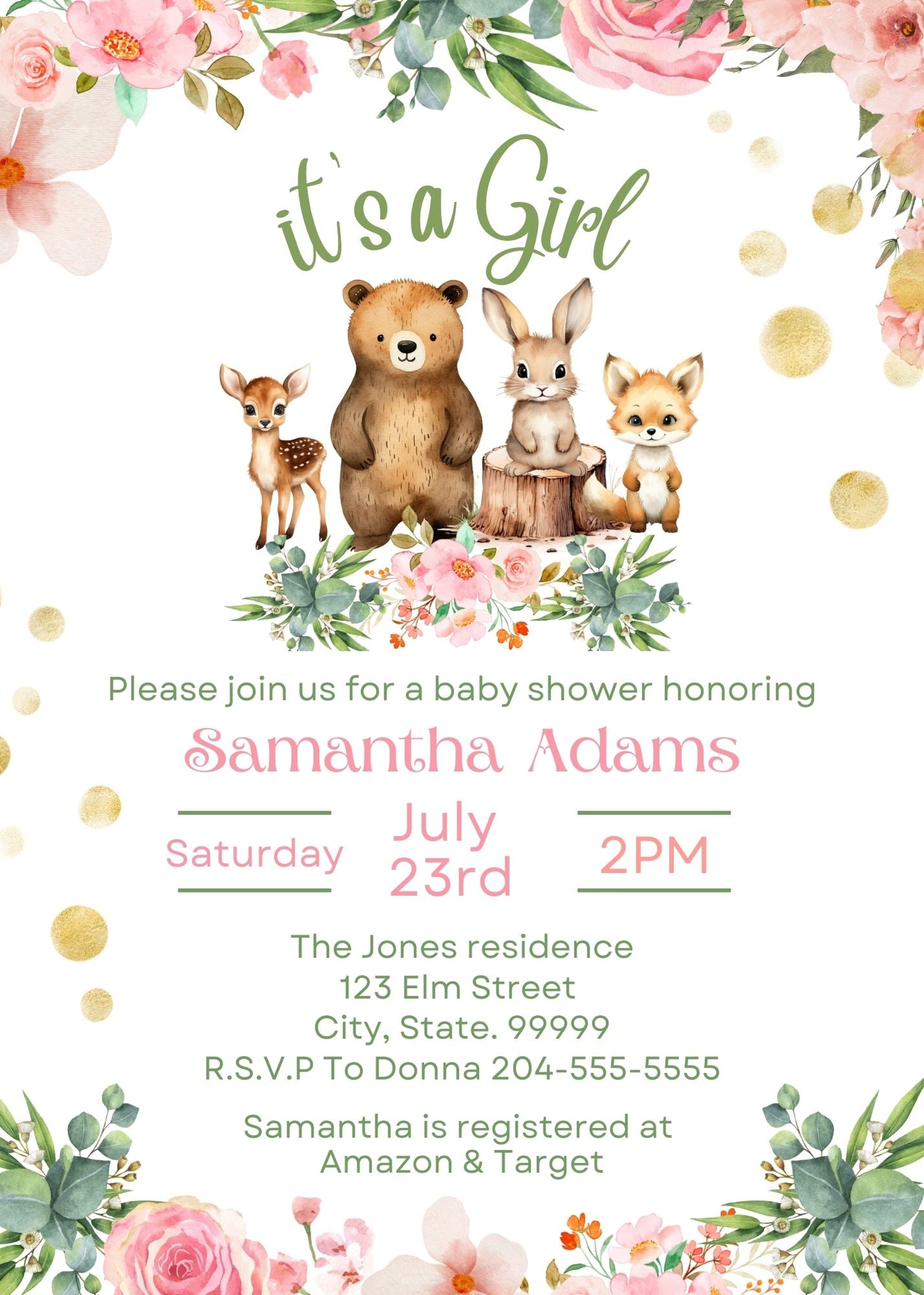 	woodland themed baby shower invitations