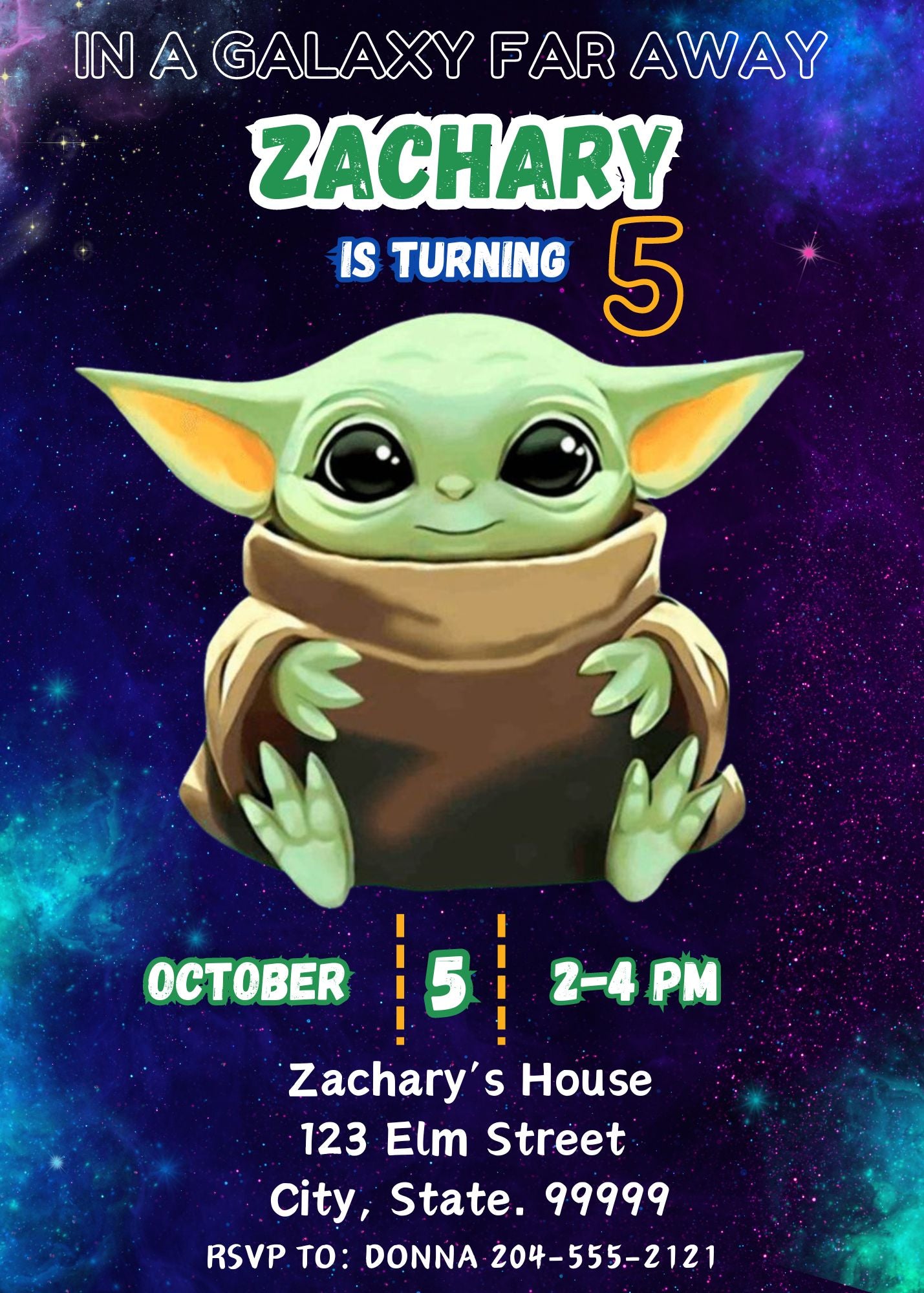 baby yoda boys birthday invitation