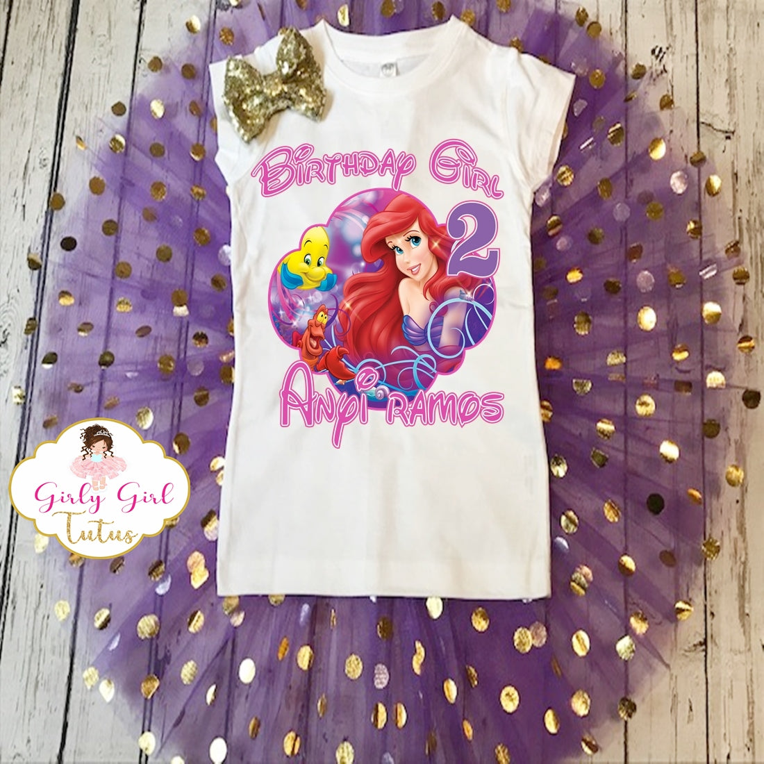 Ariel Princess Birthday Shimmer Tutu Outfit Party Dress Set