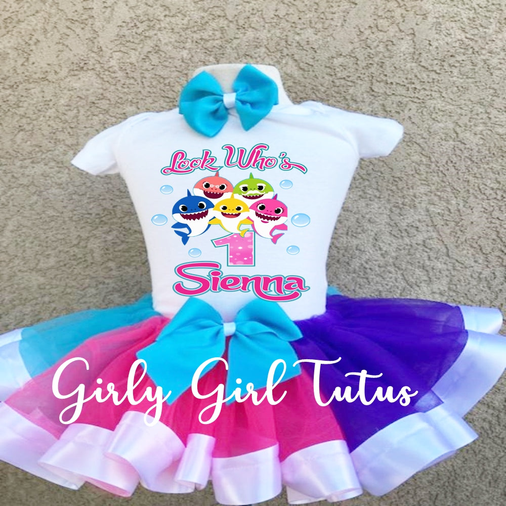 Baby Shark Personalized Birthday Tutu Set - Ribbon Tutu