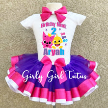 Load image into Gallery viewer, Baby Shark Personalized Birthday Tutu Outfit - Ribbon Tutu
