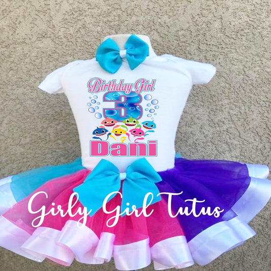 Baby Shark Baby Girl Tutu Outfit Set - Ribbon Tutu
