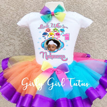 Load image into Gallery viewer, Baby Shark Birthday Tutu Outfit Real Photo- Ribbon Tutu
