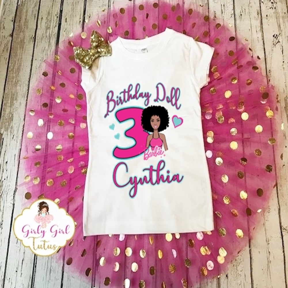 Black Barbie Shimmer Tutu Set for Toddler Girl 
