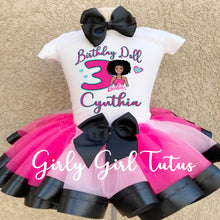 Load image into Gallery viewer, Black Barbie Birthday Tutu Outfit Personalized - Ribbon Tutus
