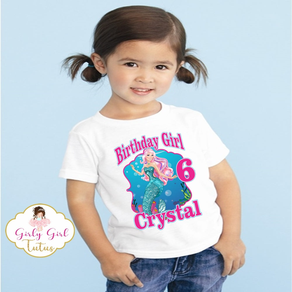 Barbie Mermaid Personalized Birthday T shirt Add Name