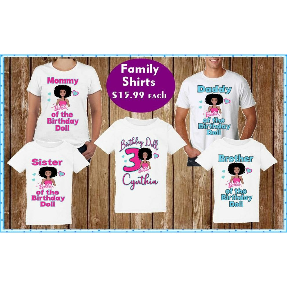 Black Barbie Family Birthday T Shirts - Barbie Birthday Shirts 