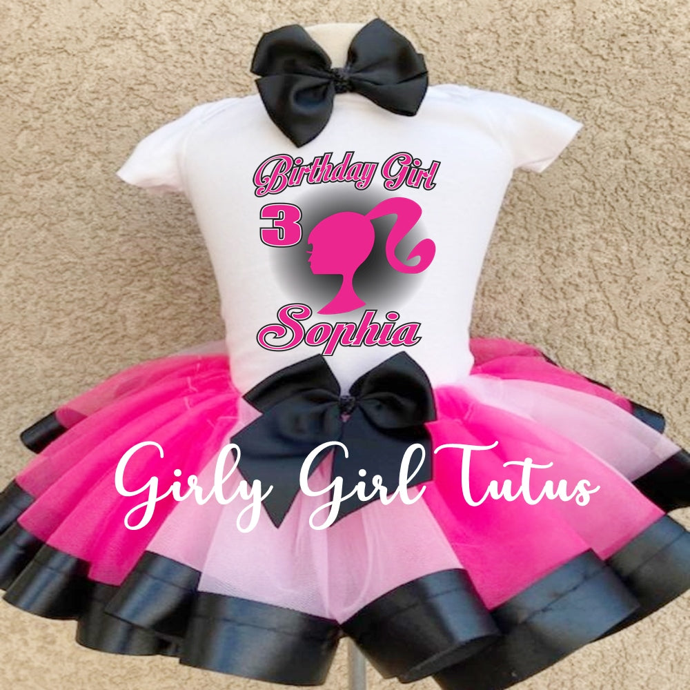 Barbie Silhouette Birthday Tutu Outfit Set- Ribbon Tutu  