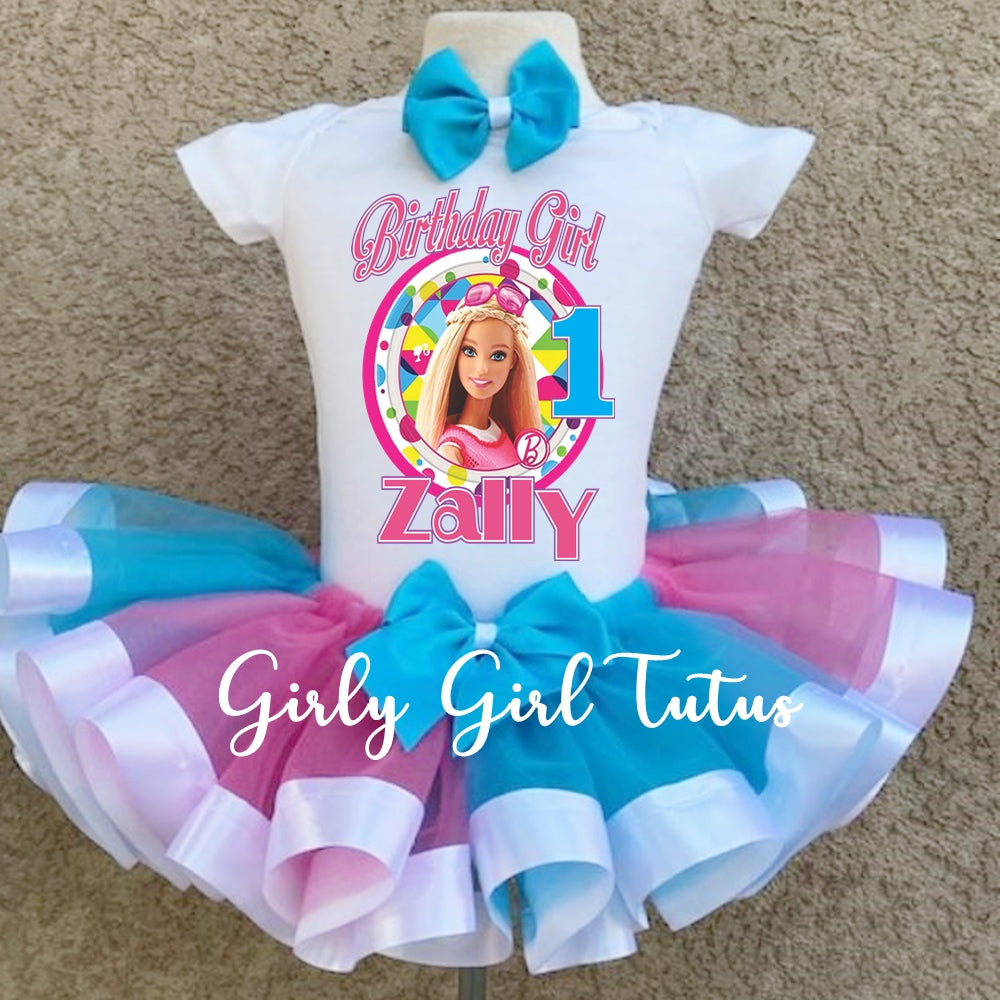 Barbie Sparkles Birthday Tutu Set for Girl - Ribbon Tutu Set