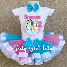 Load image into Gallery viewer, Bluey and Bingo Birthday Outfit for Girl - Ribbon Tutu
