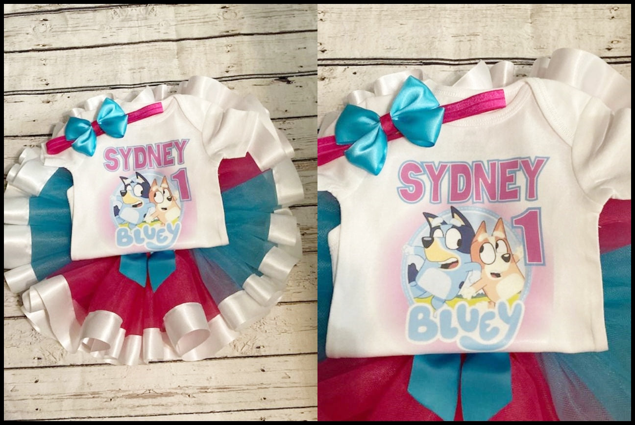 Bluey personalized birthday outfit girl 