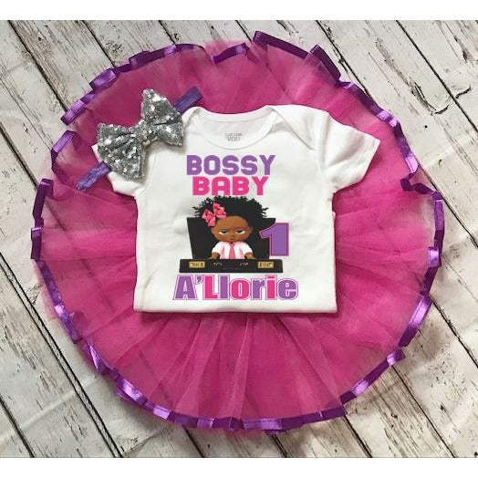 Boss Baby 1st and 2nd Birthday Tutu Outfit Set for Baby Girl 