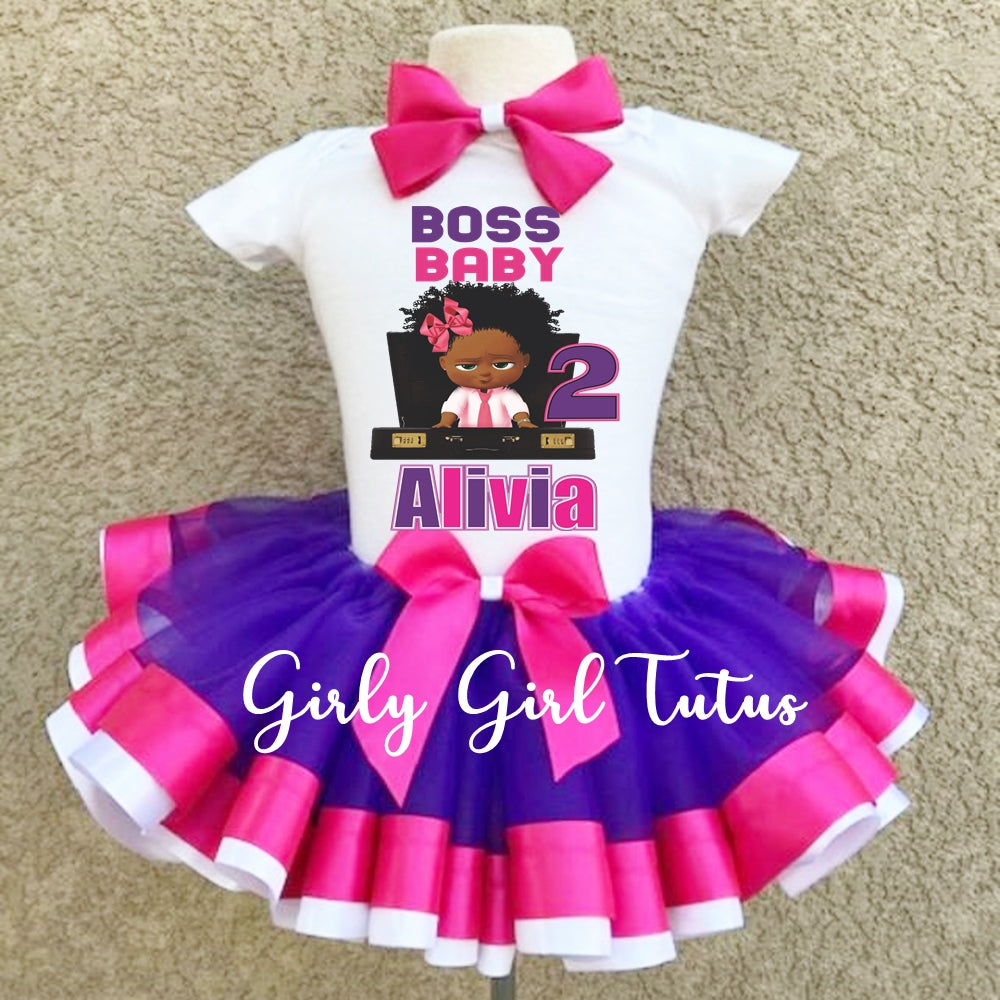 Boss Baby African American Purple Pink Tutu - Ribbon Tutu