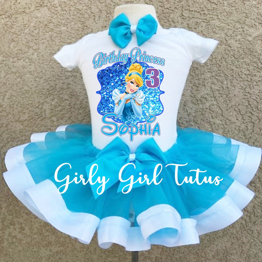 Cinderella Personalized Birthday Outfit Girl - Ribbon Tutu