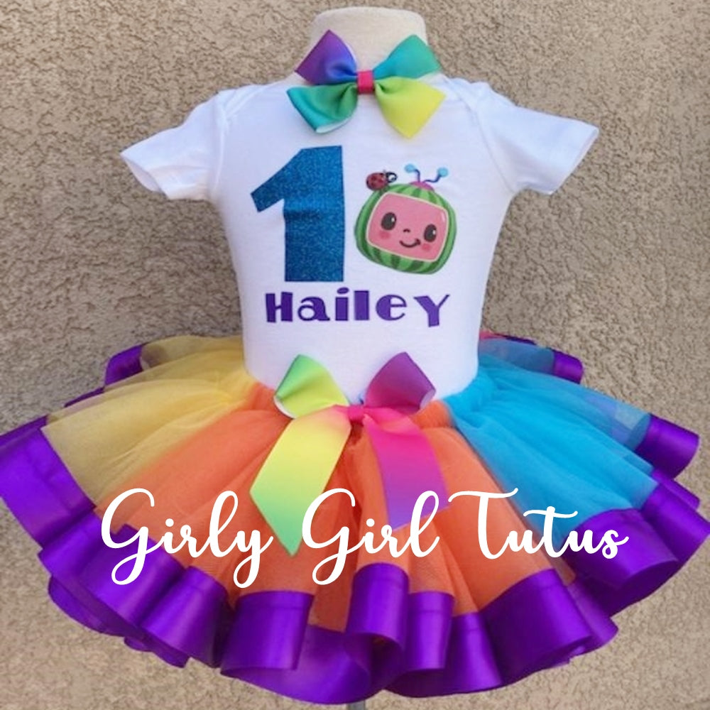 Cocomelon Birthday Tutu Outfit toddler girl- Ribbon Tutu