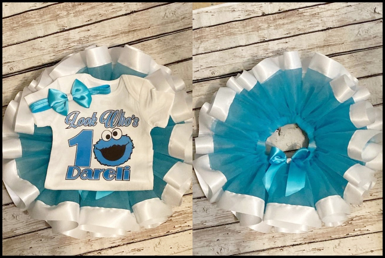 cookie monster 1st birthday outfit girl