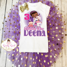 Load image into Gallery viewer, Doc Mcstuffins Customized Birthday Shimmer Tutu Outfit for girls
