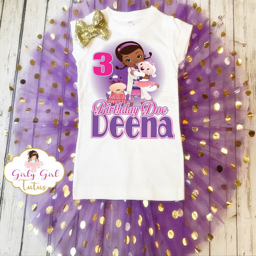 Doc Mcstuffins Customized Birthday Shimmer Tutu Outfit for girls