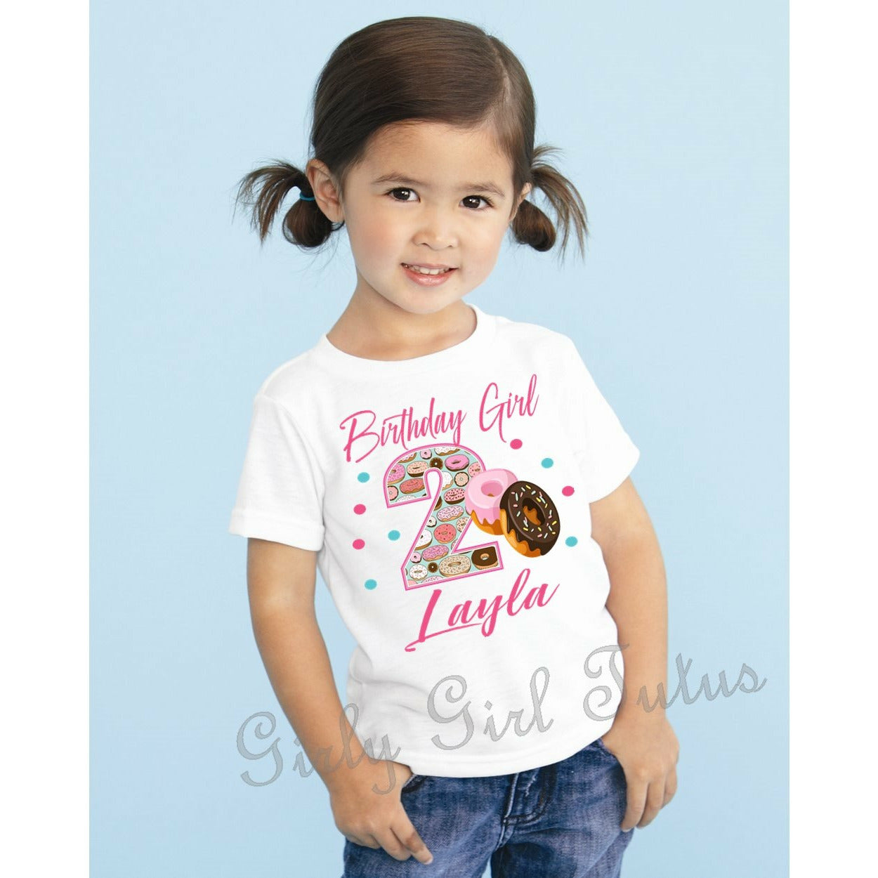 Donut Girl Themed Birthday T Shirt Personalized