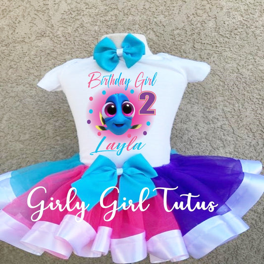 Baby Dory Personalized Birthday Outfit Girl - Ribbon Tutu